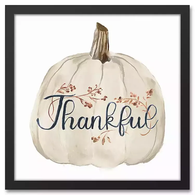Clearance Thankful Pumpkin Framed Canvas Art Print Fall