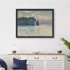 Kirklands Home Canvas Art|The Cliff-Etretat, Sunset Framed Canvas Art Print Blue
