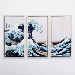 Kirklands Home Canvas Art|The Great Wave Framed Canvas Art Prints, Set of 3