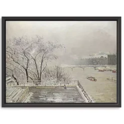 Kirklands Home Canvas Art|The Louvre Under Snow Framed Canvas Art Print White