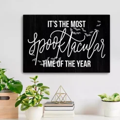 Sale The Most Spooktacular Time Canvas Wall Plaque Halloween