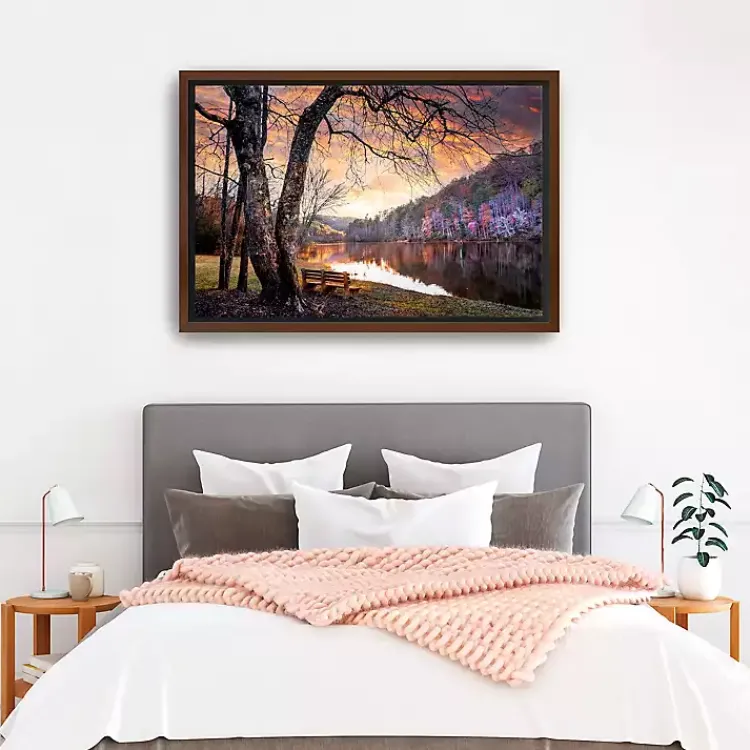 Kirklands Home Canvas Art|The Quiet of Sunset Walnut Framed Canvas Art Print