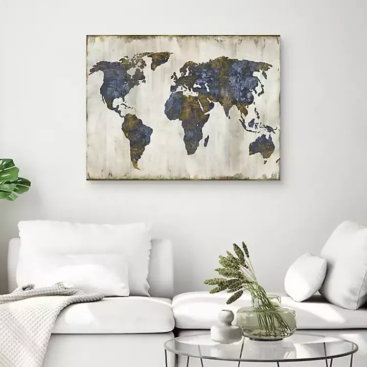Kirklands Home Canvas Art|The World I Canvas Art Print Blue