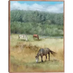 Kirklands Home Canvas Art|Three Grazing Horses Framed Canvas Art Print