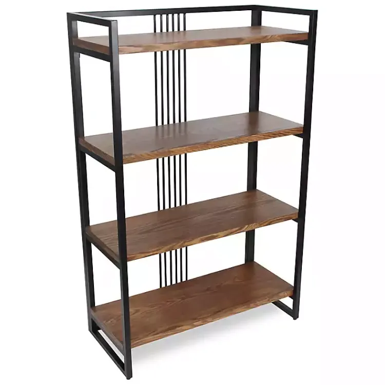 Kirklands Home Bookshelves|4-Tier Black Metal Frame Shelf Brown