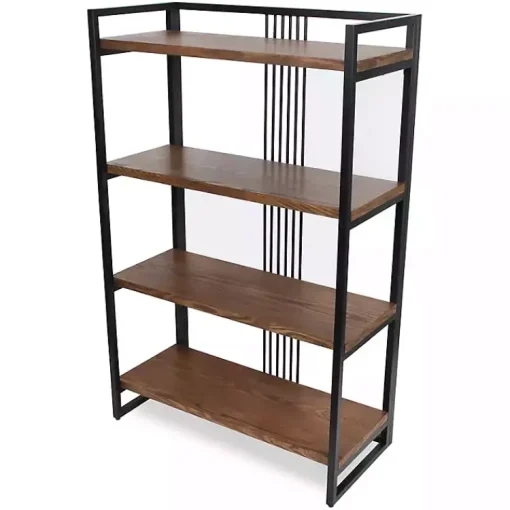 Kirklands Home Bookshelves|4-Tier Black Metal Frame Shelf Brown