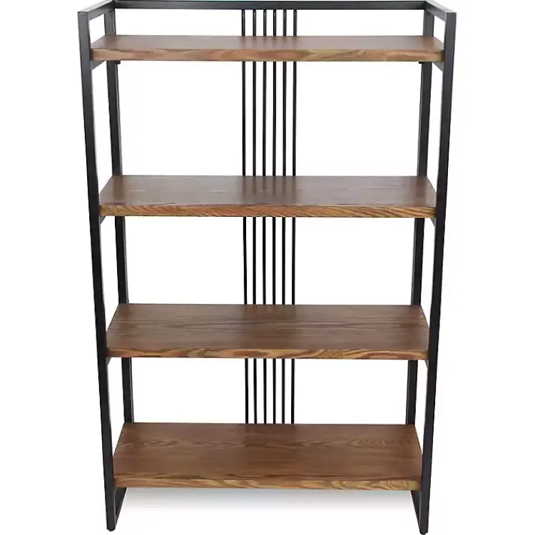 Kirklands Home Bookshelves|4-Tier Black Metal Frame Shelf Brown