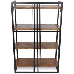 Kirklands Home Bookshelves|4-Tier Black Metal Frame Shelf Brown