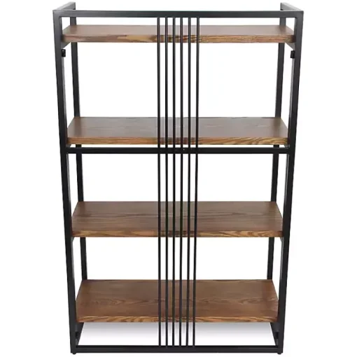 Kirklands Home Bookshelves|4-Tier Black Metal Frame Shelf Brown