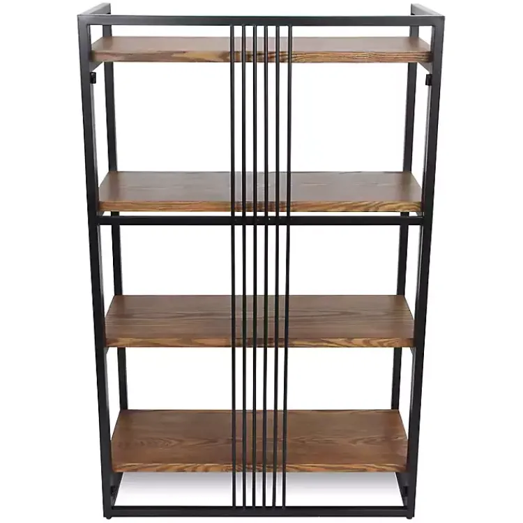 Kirklands Home Bookshelves|4-Tier Black Metal Frame Shelf Brown