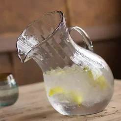 Kirklands Home Serving & Entertaining|Tilted Ribbed Glass Pitcher Clear