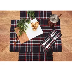 Online Tinsel Black Plaid Napkins, Set of 6 Christmas Dining & Entertaining