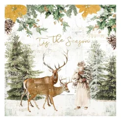 Outlet Tis The Season Santa and Reindeer Canvas Art Print Christmas Art & Wall Decor