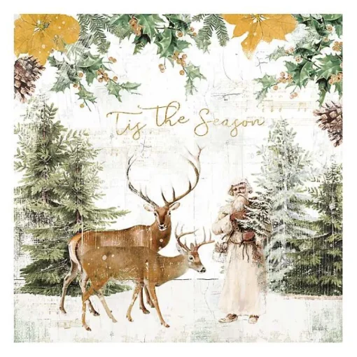 Outlet Tis The Season Santa and Reindeer Canvas Art Print Christmas Art & Wall Decor