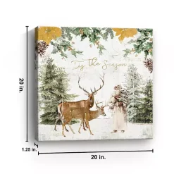Outlet Tis The Season Santa and Reindeer Canvas Art Print Christmas Art & Wall Decor