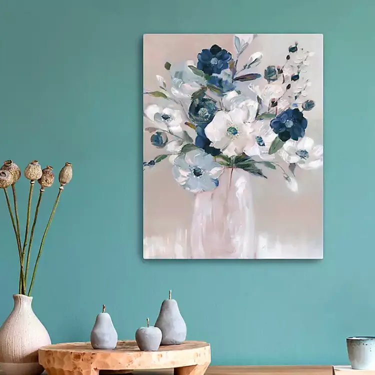 Kirklands Home Canvas Art|Touch of Teal Bouquet Canvas Art Print, 16x20 in.