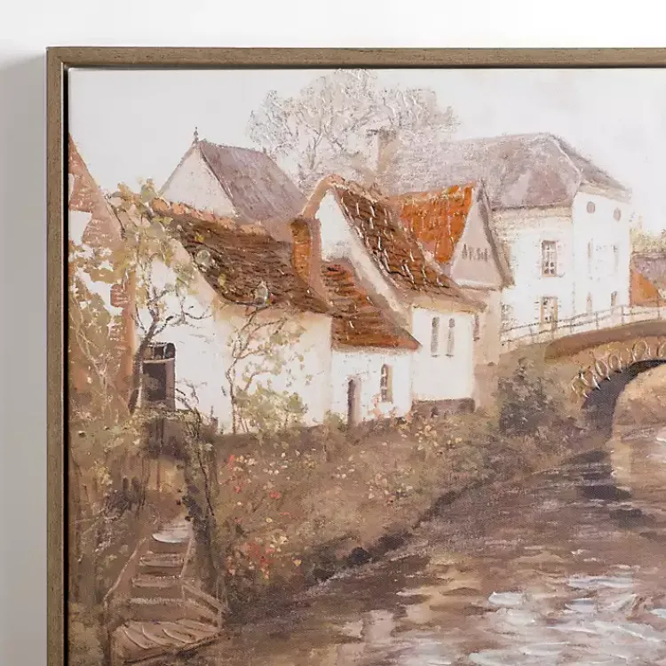 Kirklands Home Canvas Art|Town with Bridge Framed Canvas Art Print