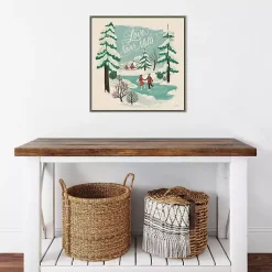 Discount Trees and Ice Skaters Christmas Canvas Wall Plaque Christmas Art & Wall Decor