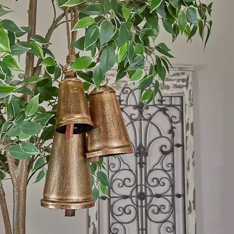 Clearance Triangular Aged Hanging Bells, Set of 3 Decorative Accents
