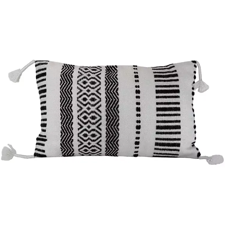 Kirklands Home Outdoor Cushions & Pillows|Tribal Stripe Tassel Outdoor Lumbar Pillow