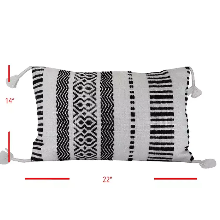Kirklands Home Outdoor Cushions & Pillows|Tribal Stripe Tassel Outdoor Lumbar Pillow