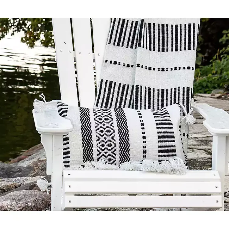 Kirklands Home Outdoor Cushions & Pillows|Tribal Stripe Tassel Outdoor Lumbar Pillow