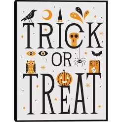 Trick or Treat Framed Canvas Wall Plaque Halloween