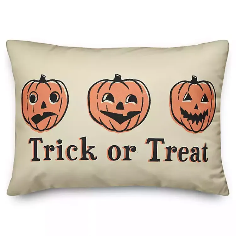 Trick or Treat Pumpkins Throw Pillow Halloween