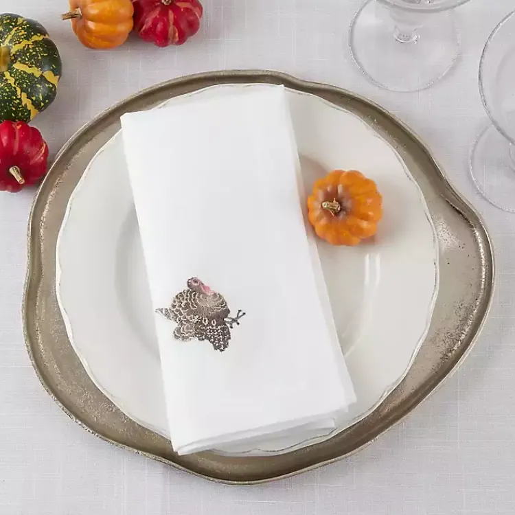 Kirklands Home Table Linens|Turkey Embroidered 4-pc. Harvest Napkin Set