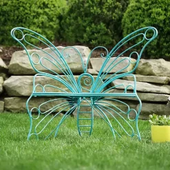 Kirklands Home Outdoor Seating|Turquoise Butterfly Metal Chair Blue