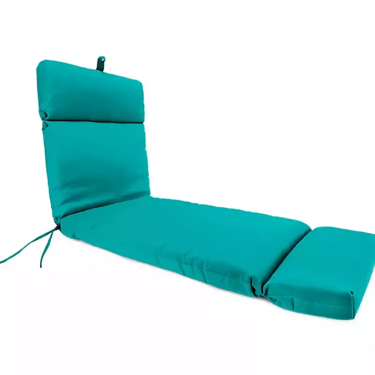 Kirklands Home Outdoor Cushions & Pillows|Turquoise Canvas French Edge Chaise Cushion Blue