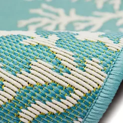 Kirklands Home Outdoor Rugs|Turquoise Coral Indoor/Outdoor Rug, 2x3