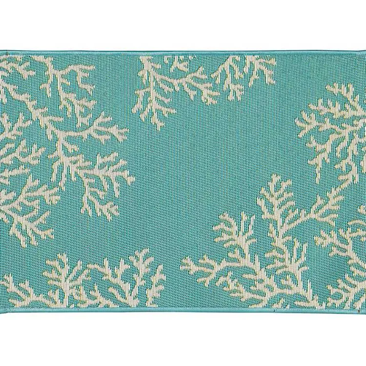 Kirklands Home Outdoor Rugs|Turquoise Coral Indoor/Outdoor Rug, 3x4