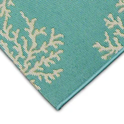 Kirklands Home Outdoor Rugs|Turquoise Coral Indoor/Outdoor Rug, 3x4