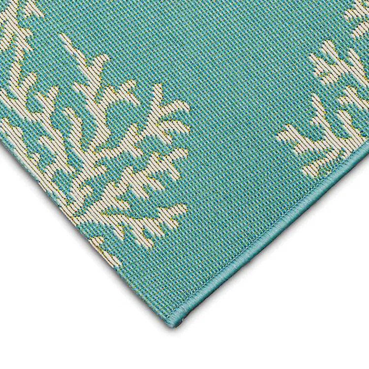 Kirklands Home Outdoor Rugs|Turquoise Coral Indoor/Outdoor Rug, 3x4