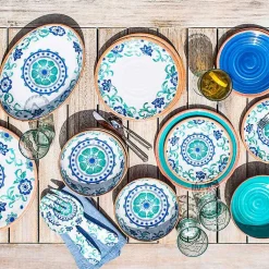 Kirklands Home Outdoor Dining|Turquoise Melamine Rio Salad Plates, Set of 6