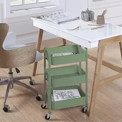 Kirklands Home Kitchen Islands & Bar Carts|Turquoise Metal 3-Tier Organizer Storage Cart