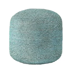 Sale Turquoise Neely Jute Braided Pouf Poufs & Floor Cushions