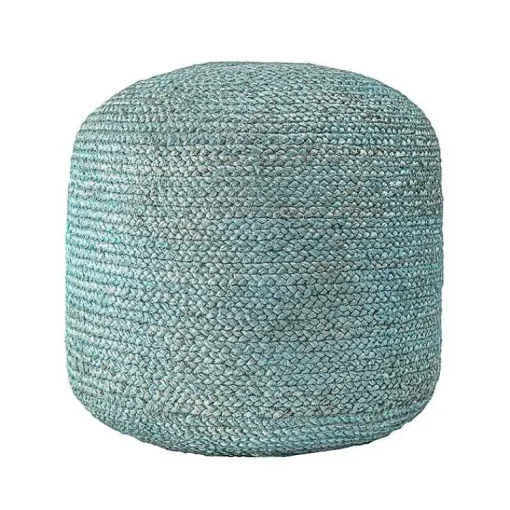 Sale Turquoise Neely Jute Braided Pouf Poufs & Floor Cushions