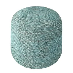 Sale Turquoise Neely Jute Braided Pouf Poufs & Floor Cushions