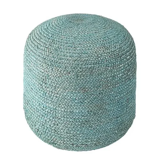 Sale Turquoise Neely Jute Braided Pouf Poufs & Floor Cushions