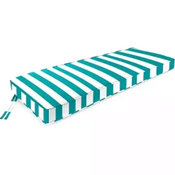 Kirklands Home Outdoor Cushions & Pillows|Turquoise Striped Outdoor Settee Cushion