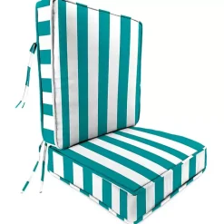 Kirklands Home Outdoor Cushions & Pillows|Turquoise Striped Outdoor Deep Seat Cushion