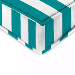 Kirklands Home Outdoor Cushions & Pillows|Turquoise Striped Outdoor Deep Seat Cushion