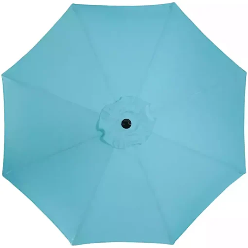 Kirklands Home Outdoor Accent Furniture|Turquoise Tilt Hand Crank Outdoor Umbrella Blue