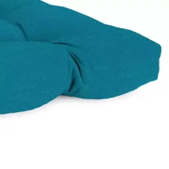 Kirklands Home Outdoor Cushions & Pillows|Turquoise Tufted Canvas Outdoor Bench Cushion Blue