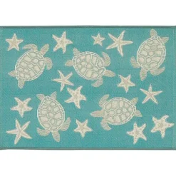 Kirklands Home Outdoor Rugs|Turquoise Turtles Indoor/Outdoor Rug, 2x3