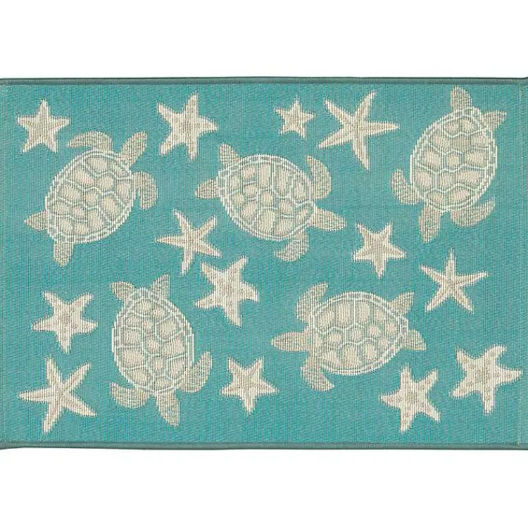 Kirklands Home Outdoor Rugs|Turquoise Turtles Indoor/Outdoor Rug, 3x4