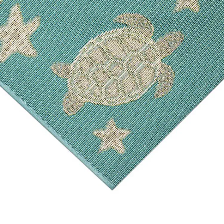 Kirklands Home Outdoor Rugs|Turquoise Turtles Indoor/Outdoor Rug, 3x4