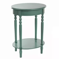 Kirklands Home Accent & End Tables|Turquoise Wood Oval Emily Accent Table Blue